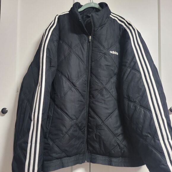 Adidas men quilted black jacket 2XL - Picture 3 of 13